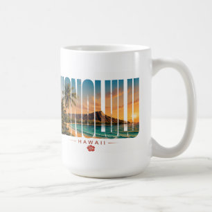 🌺 Honolulu Travel Luxury Editorial Coastal Style Coffee Mug