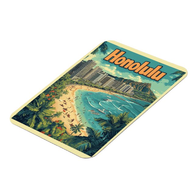 Honolulu - Urban Hawaii Beach  Magnet (Left Side)
