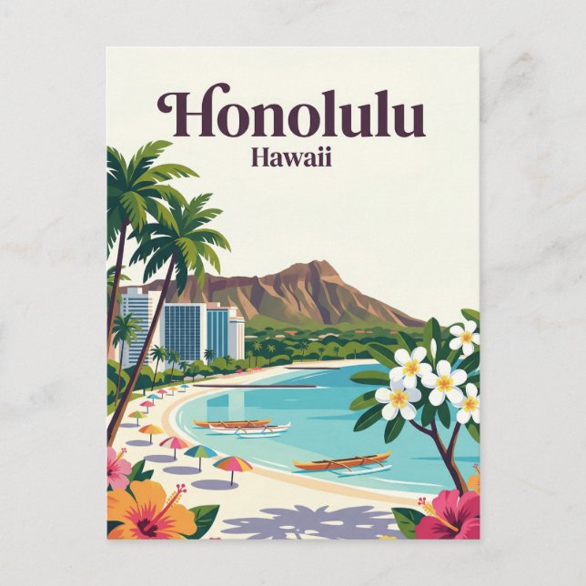 Honolulu USA Postcard (Front)