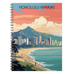Honolulu Waikiki Beach Hawaii Panorama View Beach Notebook