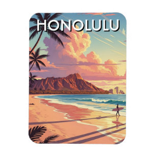 Honolulu Waikiki Beach Oahu Hawaii Travel Magnet