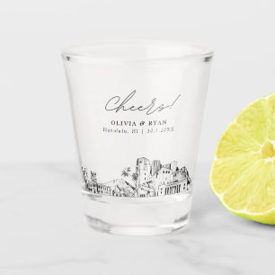 Honolulu Wedding Favour Personalized Cheers Shot Glass