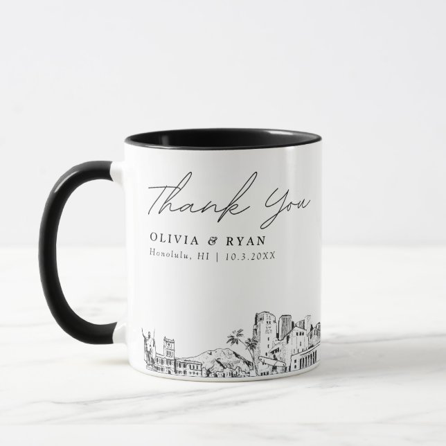 Honolulu Wedding Minimal Custom Coffee Mug (Left)