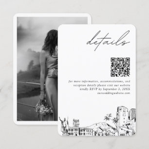 Honolulu Wedding Modern Details QR Code Enclosure Card