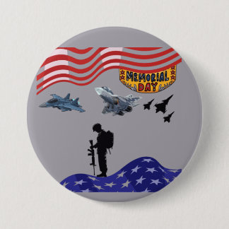Honor on memorial day grey 3 inch round button