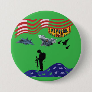 Honor on memorial day kelly green 3 inch round button