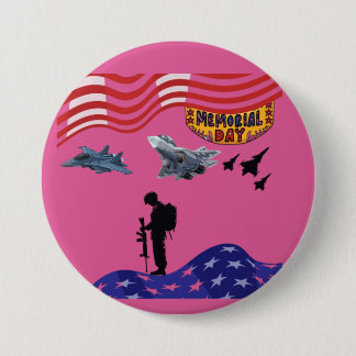 Honor on memorial day roseous 3 inch round button
