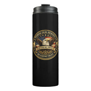 Honor Our Heroes Military Coin Patriotic Flask Thermal Tumbler