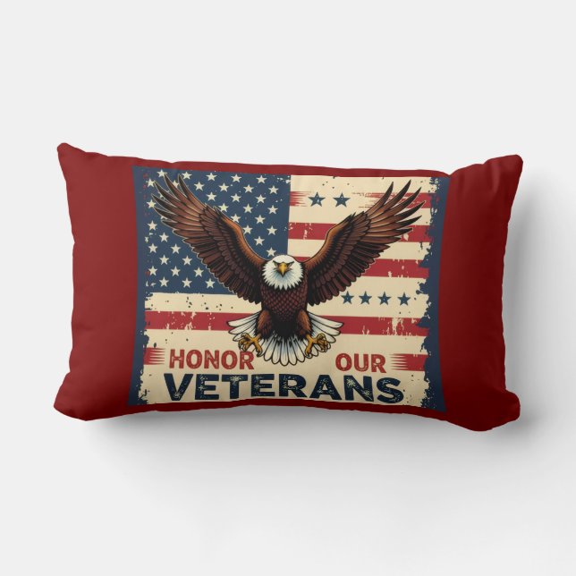 Honor Our Veterans Lumbar Support Throw Pillow (Back)
