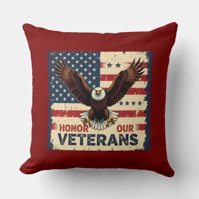 Honor Our Vetrans 20" x 20" Polyester Throw Pillow (Front)