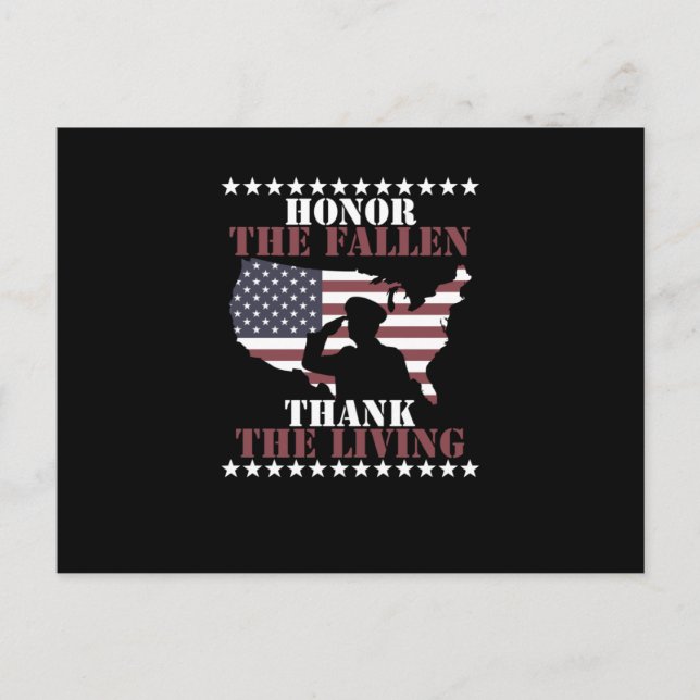 Honor The Fallen Thank The Living Veterans Day Postcard (Front)