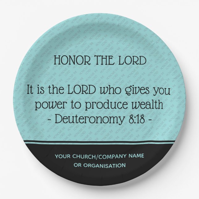 HONOR THE LORD Church Business Personalized Paper Plate (Front)