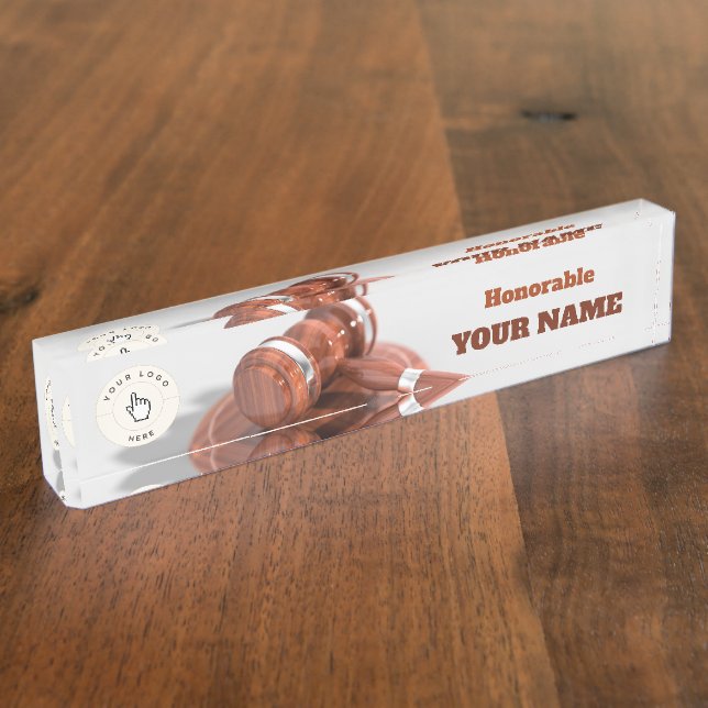 Honorable Judge Gavel Desk Name plate (Side)