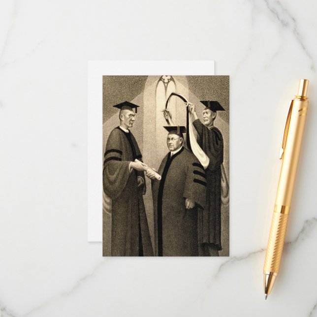 Honorary Degree, 1938 by Grant Wood Enclosure Card (Front/Back In Situ)