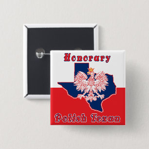 Honorary Polish Texan 2 Inch Square Button