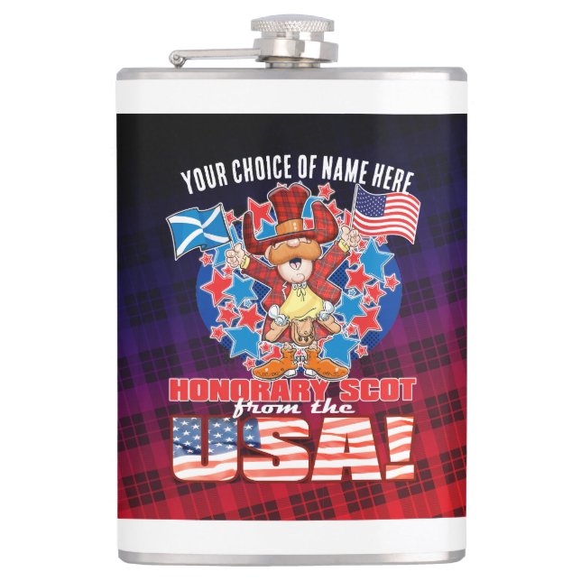 Honorary Scot from the USA Hip Flask (Front)