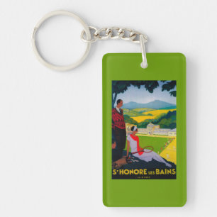 Honore Les Bains Vintage PosterEurope Keychain