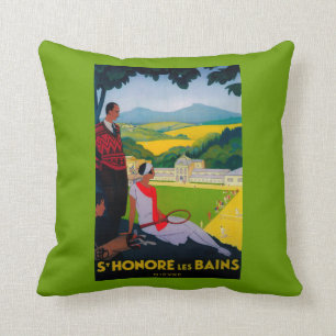 Honore Les Bains Vintage PosterEurope Throw Pillow