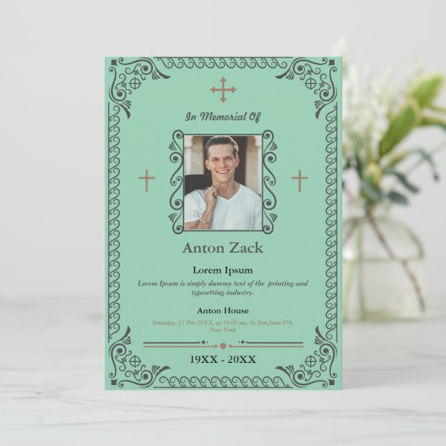 Honorer leur mémoire : Ornate Funeral Invitation (Debout devant)