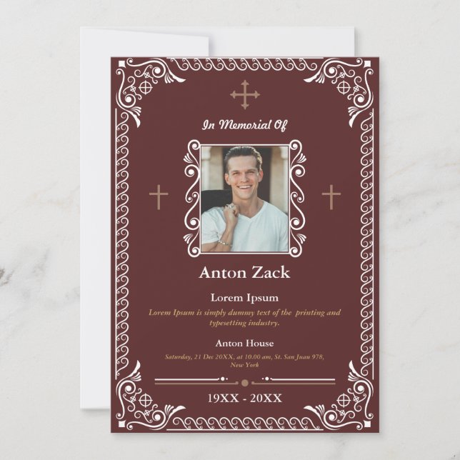 Honorer leur mémoire : Ornate Funeral Invitation (Devant)