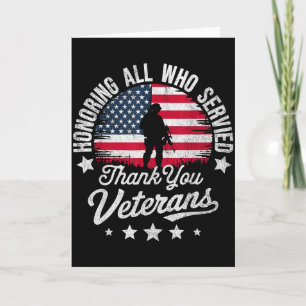 Honoring All Who Served Thank You Veterans Day Mil Card
