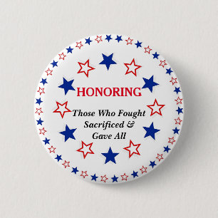 Honoring Military Veterans Police Custom Size 2 Inch Round Button