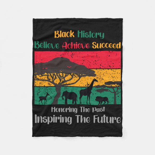 Honoring Past Inspiring Future Black History Month Fleece Blanket (Front)