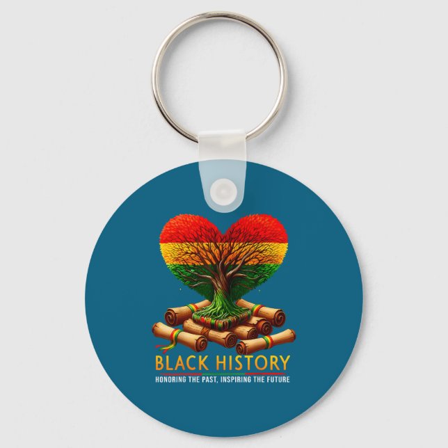 Honoring the past inspiring the future black keychain (Front)