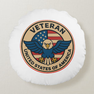 Honoring Veterans with American Flag Round Pillow