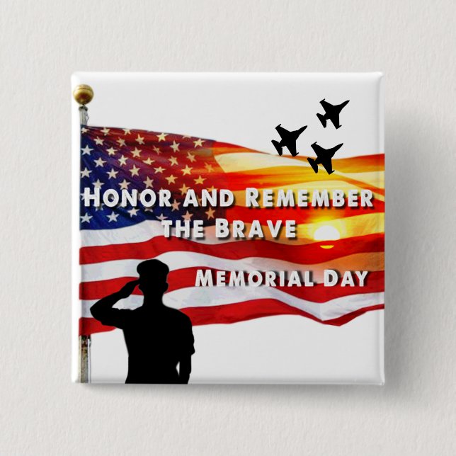 Honour and Remember the Brave 2 Inch Square Button (Front)
