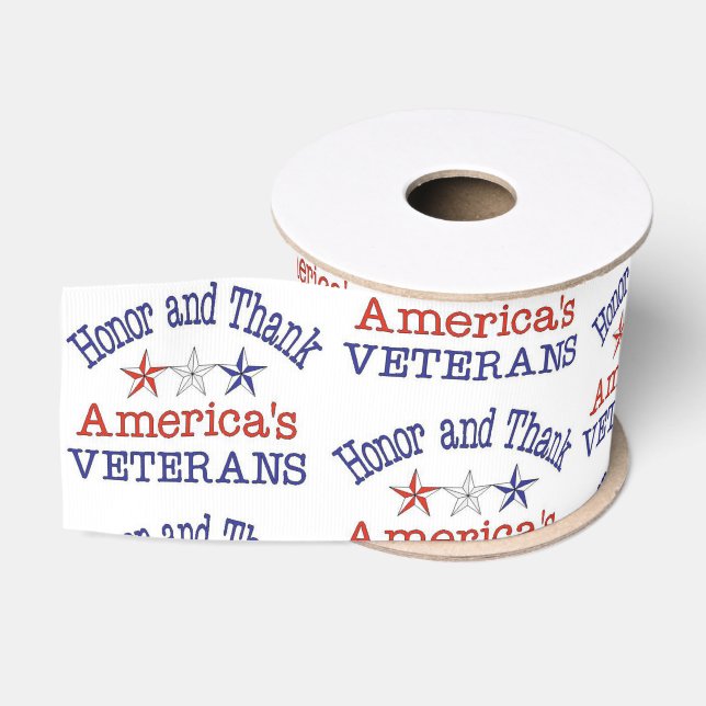 Honour and Thank American Veterans Ribbon Grosgrain Ribbon (Spool)