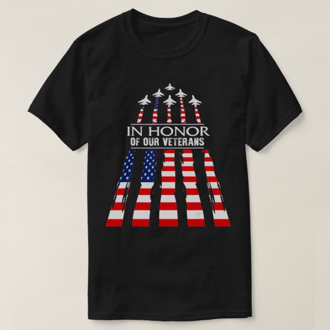 Honour Of Our Veterans Day Red Poppy Flower Americ T-Shirt (Design Front)