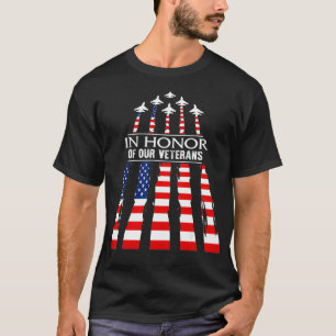 Honour Of Our Veterans Day Red Poppy Flower Americ T-Shirt