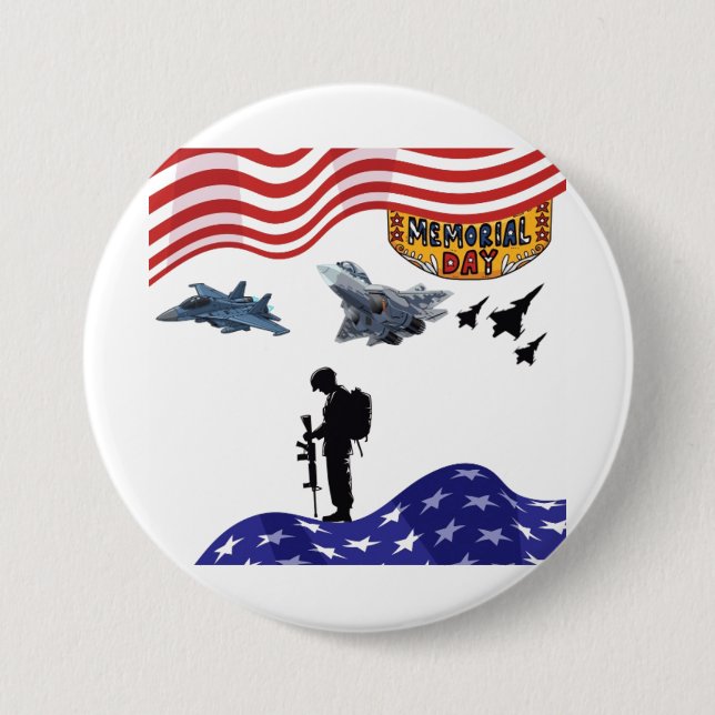 Honour on memorial day white 3 inch round button (Front)