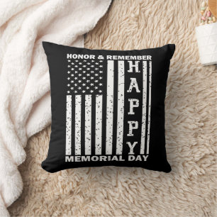 Honour Remember Happy Memorial Day Usa Flag Throw Pillow