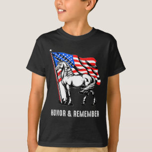 Honour Remember Patriotic Horse American Flag T-Shirt