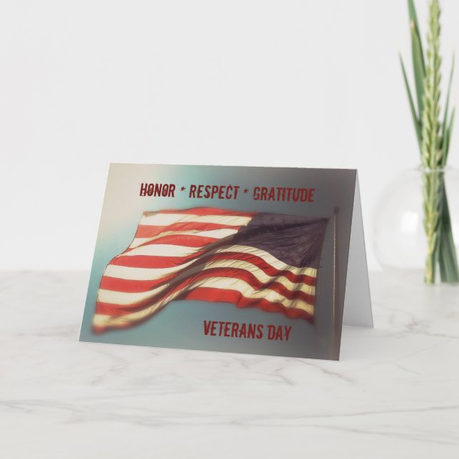 Honour Respect Gratitude - Thank You Veterans Card (Front)