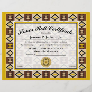 Honour Roll Certificate Kente K17 Earthtone Colour