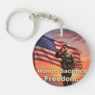 "Honour. Sacrifice. Freedom." US Soldier Flag Keychain