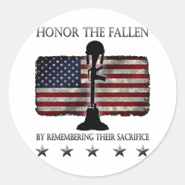 Honour The Fallen Classic Round Sticker (Front)
