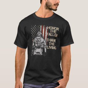 Honour The Fallen Thank The Living American Flag V T-Shirt