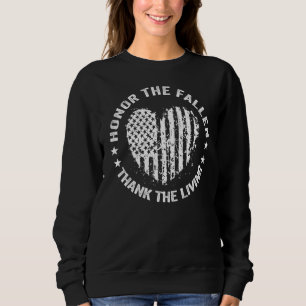 Honour The Fallen Thank The Living Heart Memorial Sweatshirt