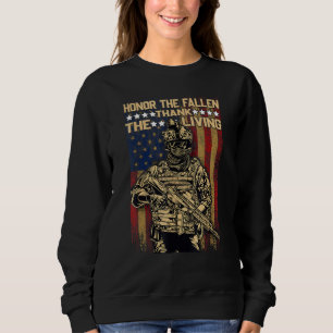 Honour The Fallen Thank The Living Memorial Day Ve Sweatshirt