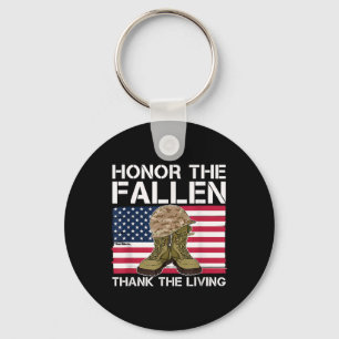 Honour The Fallen Thank The Living Us Flag Keychain