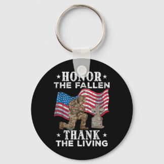 Honour The Fallen Thank The Living Us Flag Keychain