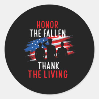 Honour the Fallen Veteran Themed Military Support Classic Round Sticker