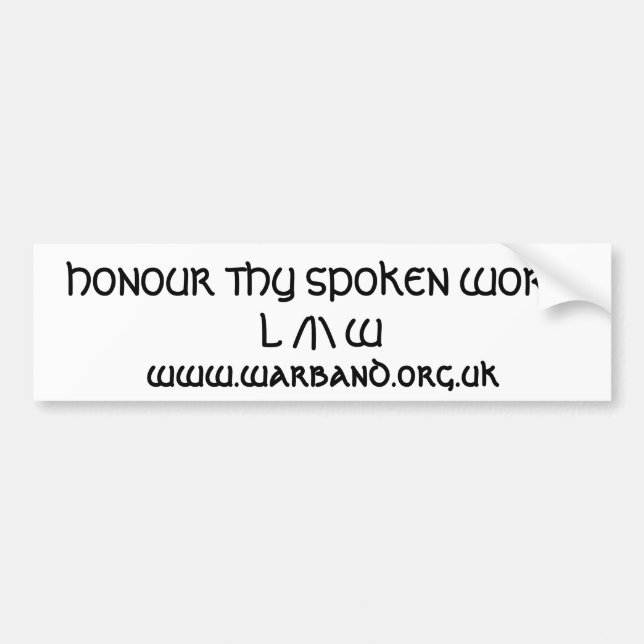HONOUR THY SPOKEN WORD BUMPER STICKER (Front)
