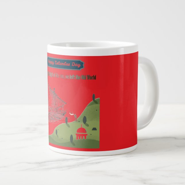 Honour to Columbus bright red Large Coffee Mug (Front Right)