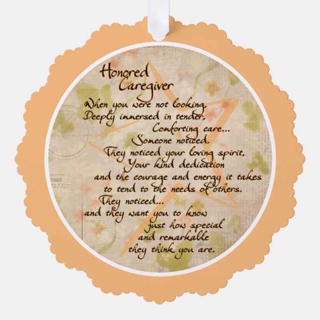 Honoured Caregiver Paper Card Ornament (Front)