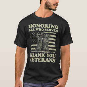 Honouring All Who Served Thank You American Flag V T-Shirt